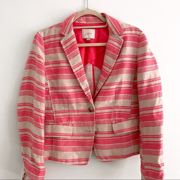 Two Button Tailored Jacket with Pockets in a Linen Blend by LOFT - Picture 2 of 8